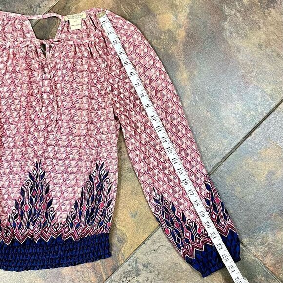 Lucky Brand Western Print V-neck Long Sleeve Blouse XS - Picture 6 of 9